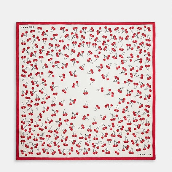 Coach Cherry Swirl Print Silk Square Scarf - Picture 1 of 3
